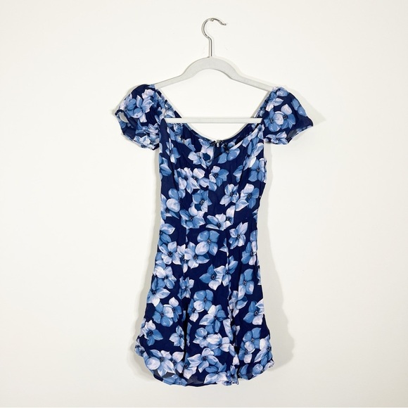 Reformation Rosa Mini Dress Navarro Blue Floral Size 0 - Picture 2 of 6